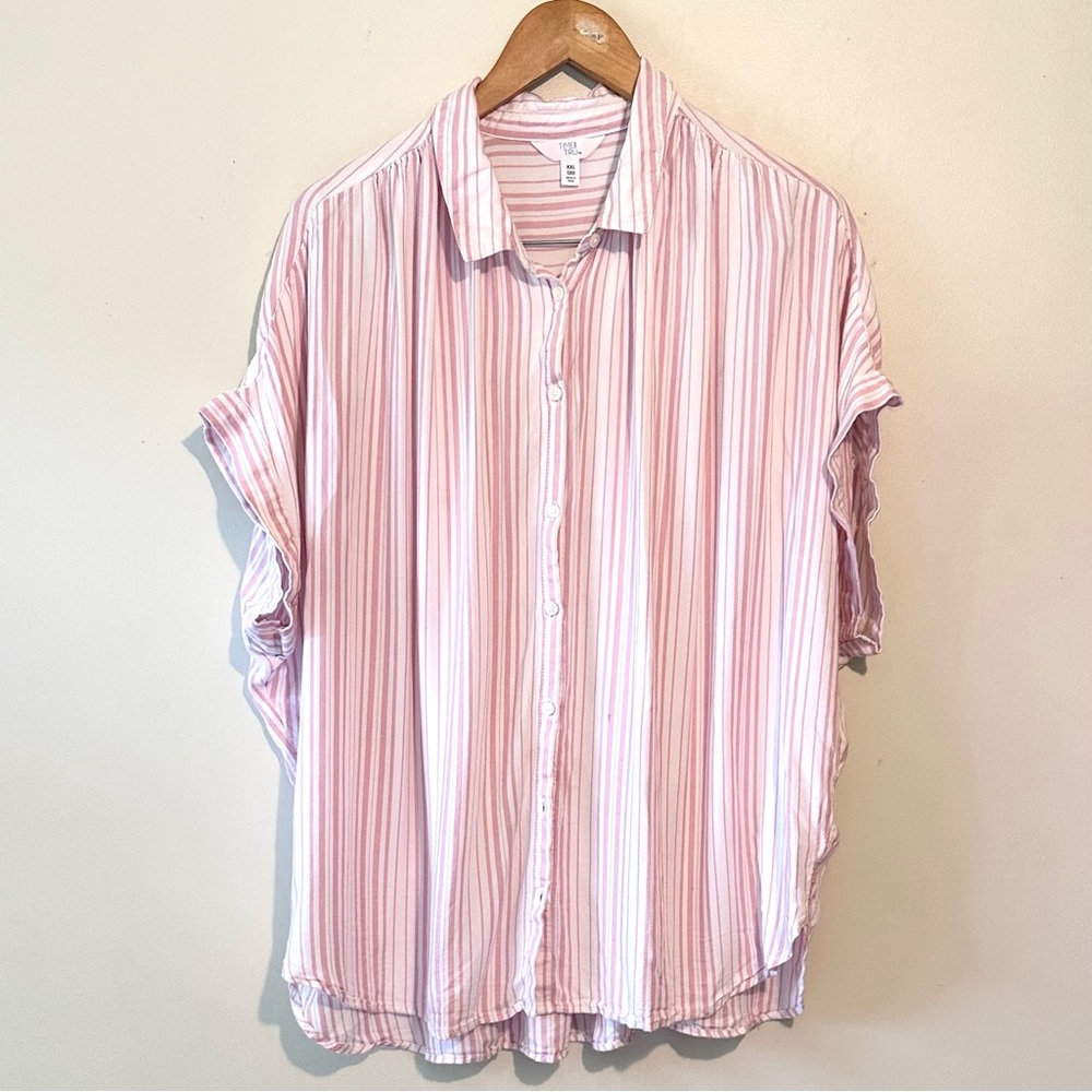 Sz XXL (20) Pink and White Striped Blouse